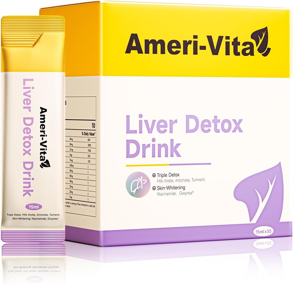 Liquid Liver Detox Drink Supplement - Γαϊδουράγκαθο γάλακτος & εκχύλισμα Artichoke με Turmeric & Inositol - Φυσική υποστήριξη για την υγεία του ήπατος - Χωρίς ζάχαρη, μη-GMO, Ροδάκινο Γεύση - 30 Σακάκια