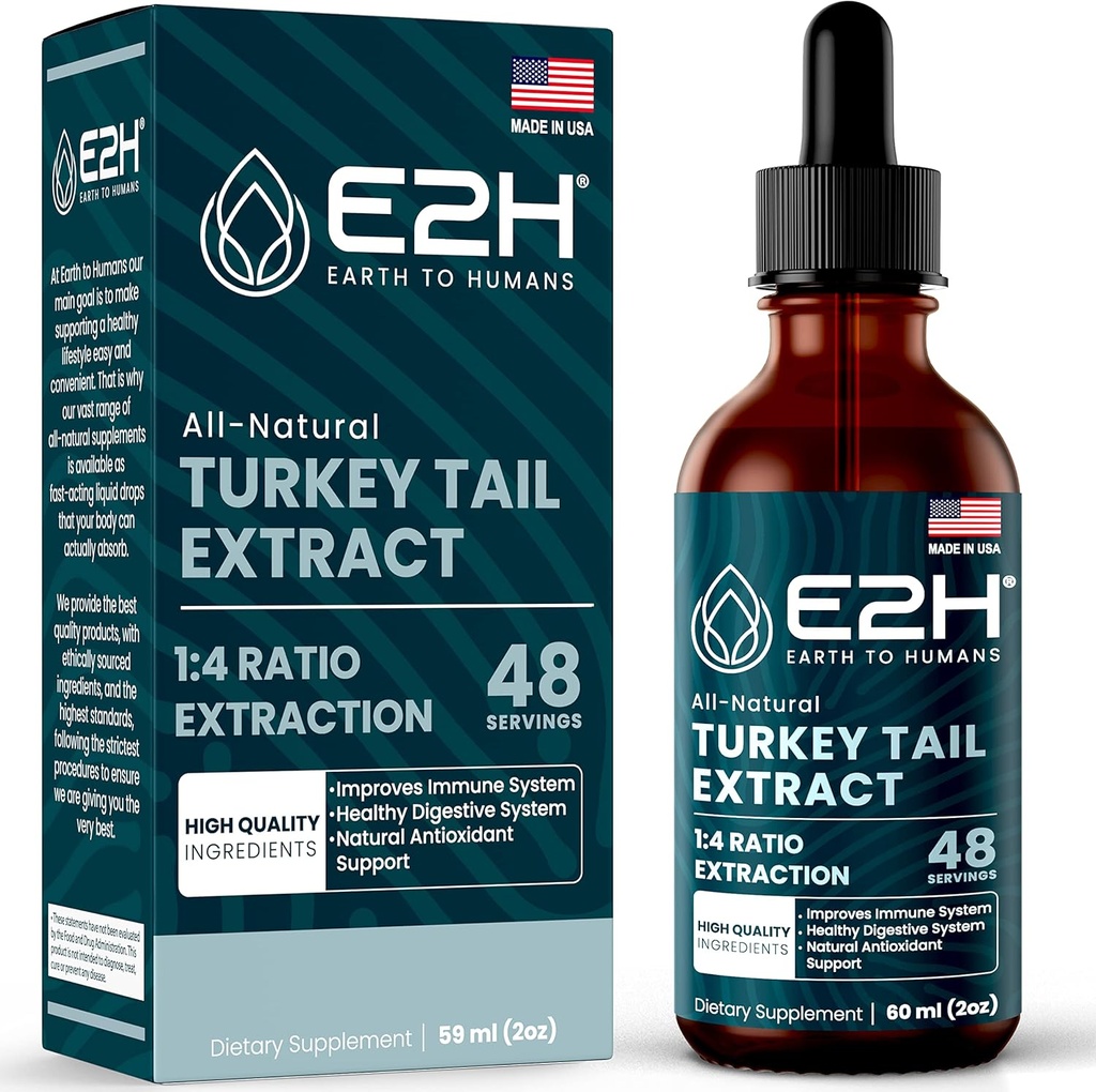 Turkey Tail Mushroom Extract - Γρηγορότερη απορρόφηση από την Τουρκία Tail Mushroom κάψουλες ή σκόνη - All-Φυσικό ανοσοποιητικό σύστημα & Digestive υποστήριξη- Real Mushrooms Turkey Tail - 2 Fl Oz by E2H