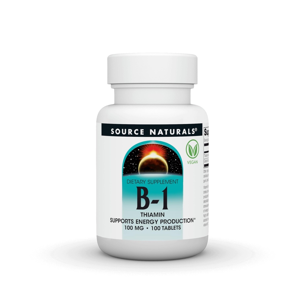 Source Naturals Vitamin B-1, Thiamin, Supports Energy Production* - 100 mg - 100 Tablets