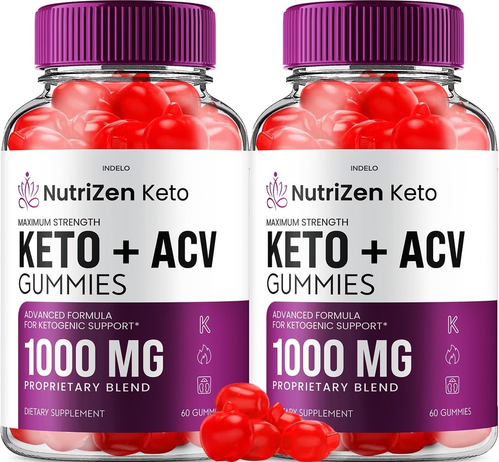 (2 Pack) NutriZen Keto ACV Gummies - Advanced Formula Nutri Zen Keto Plus ACV Gummies Apple Cider Vinegar Keto Nutrizen ACV Gummies Dietary Supplement Reviews Men Women (120 Gummies)