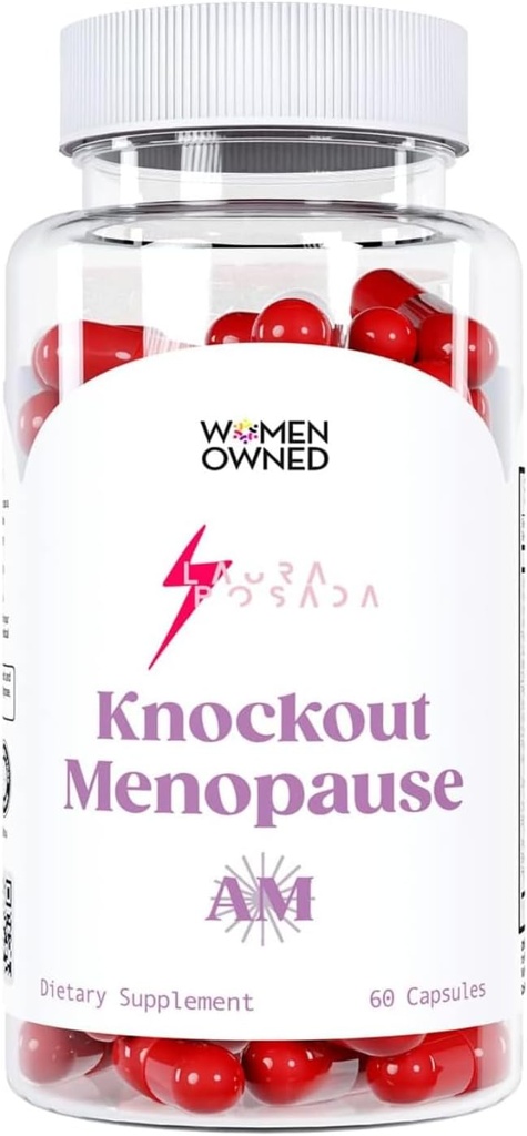 Knockout Εμμηνόπαυση AM - Φυσική Εμμηνόπαυση + Περιεμμηνόπαυση Multi-Συμπτώματα Ανακούφιση για Hot Flashs, Mood Swings, Αύξηση βάρους, Έλλειψη Ενέργειας, Κόπωση, Πονοκέφαλοι (1 Μήνας Προμήθεια), 60,0 Κόμης
