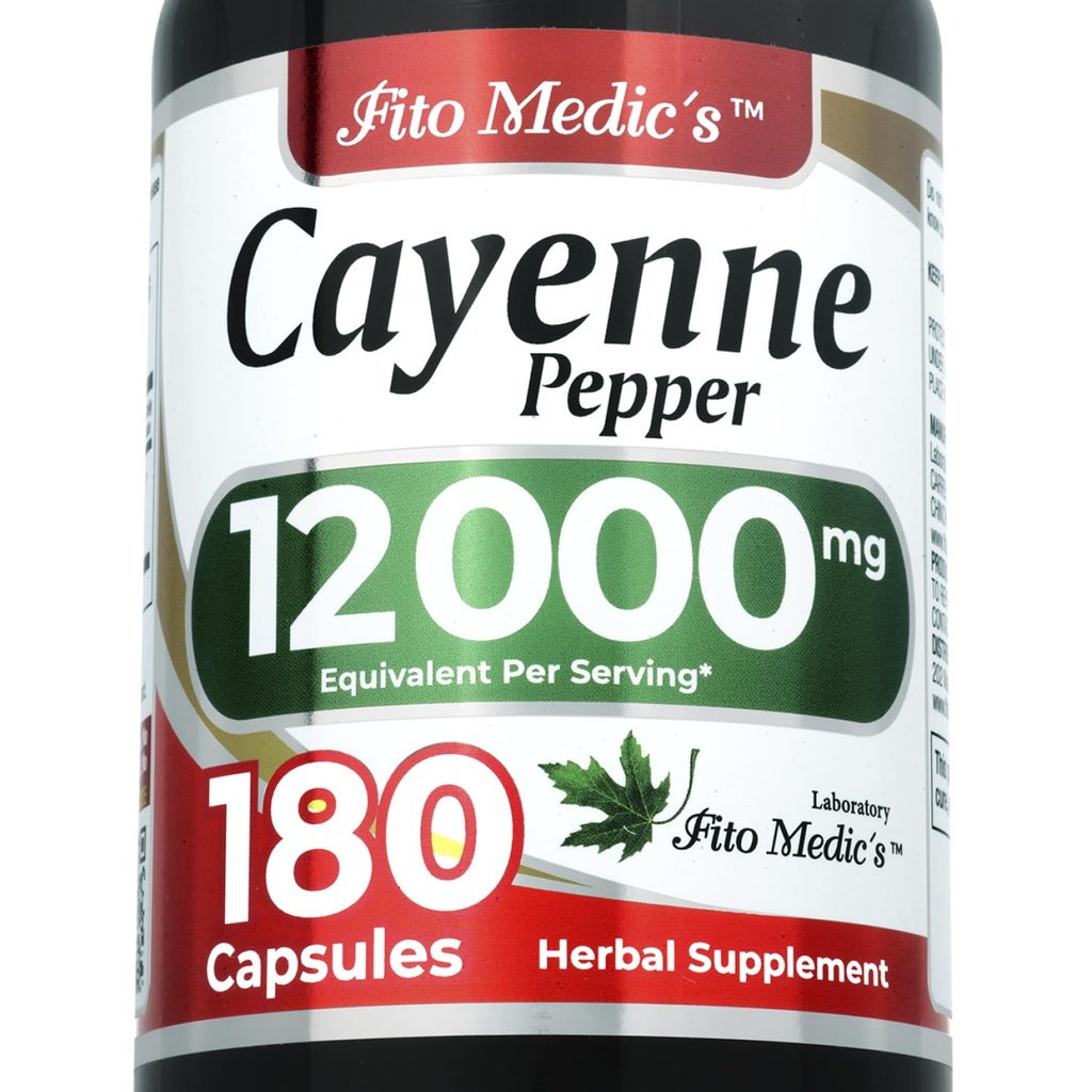 FITO MEDIC'S Lab | Cayenne Pepper Capsules | Cayenne Pepper Pills | 60 Serving | 180 Capsules
