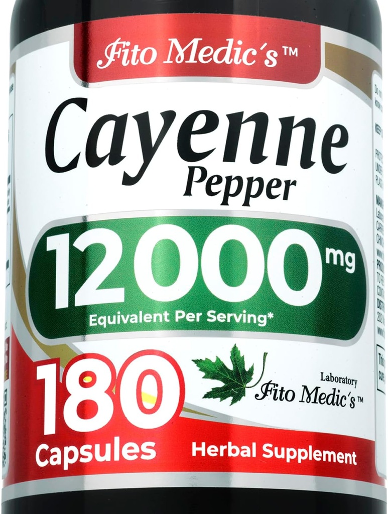FITO MEDIC'S Lab | Cayenne Pepper Capsules Organic | Cayenne Pepper Extract | 600 mg 20:1 per 3-Capsule Serving | 180 Capsules