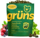 Gruns Adult Super Greens Gummies - Superfood Gummy Bears με Spirulina, Chlorella & Prebiotics για Digestive Health - Συμπλήρωμα προσαρμογών με 20 Βιταμίνες & Ορυκτά, Χαμηλή Ζάχαρη - 2-Εβδομάδα προσφοράς