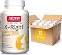 Jarow Formulas K-Right - Βιταμίνη K-Complex (K1, MK-4, MK-7, D3) - 60 Σερβιέτες (Softgels) - Συμπλήρωμα διατροφής για την υποστήριξη της υγείας των οστών και των καρδιαγγειακών - Βιταμίνη K2 MK-7 - Χωρίς γλουτένη, Συσκευασία των 12