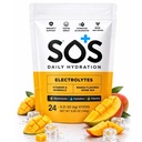 SOS Hydration Electrolyte Powder Sticks | Low Sugar Rapid Hydration | Keto Friendly (24 Servings, Mango)