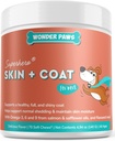 Wonder Paws Skin & Coat Supplement for Dogs with Salmon Oil, Omega 3 & 6, EPA & DHA, Προωθεί το υγιές δέρμα και το παλτό, Ichy Relief, Κοινή και Γενική Υγεία, Νοστιμότατο Γεύση, 70 δέρμα & παλτό Μαλακές Μασούσες