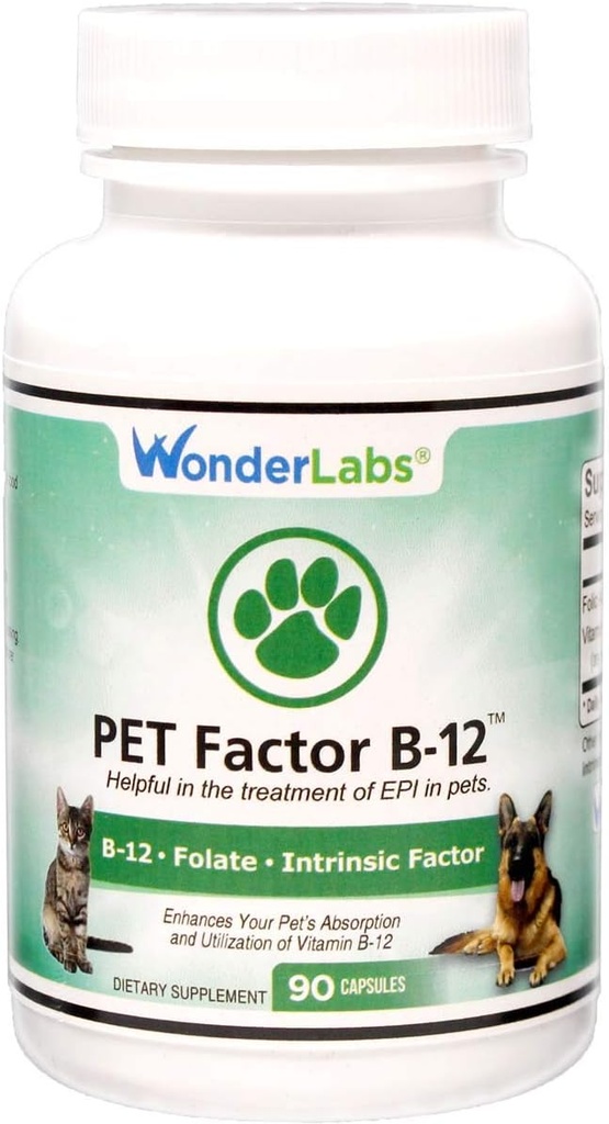 Wonder Laboratories Pet Factor B-12 | Vitamin B-12 in Methylcobalamin Form | Popular in Treatment of EPI in Dogs. 90 Count