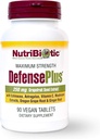 NutriBiotic – DefensePlus, 90 δισκία - 11 σε 1 Ανοσοποιητική Υποστήριξη με Βιταμίνη C, Ψευδάργυρος, εκχύλισμα σπόρων γκρέιπφρουτ, Echinacea, Astragalus Root & Immune Boosting Extracts & Mushrooms - Vegan & Gluten Free