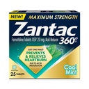Zantac 360 Μέγιστη δύναμη, δροσερή μέντας, 25 Count, Heartburn Prevention & Relief, 20 mg δισκία