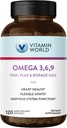 Βιταμίνη Κόσμος Τρίκλινο Ωμέγα 3-6-9 3000mg με ψάρια, flax, Borage & Evening Primrose Oils, Ωμέγα-3 λιπαρά οξέα με EPA & DHA, Υποστηρίζει την καρδιά, τον εγκέφαλο & ανοσοποιητικό υγεία, χωρίς γλουτένη, 120 Softgels