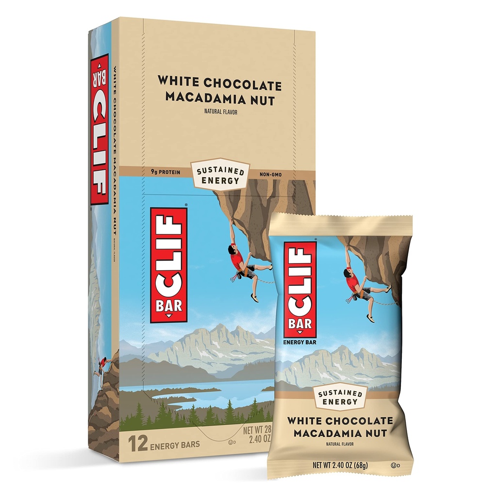 Clif Bars - Ενεργειακά Bars - Λευκή σοκολάτα Macadamia Nut Flavor - Φτιαγμένο με οργανικές βρώμη - Φυτικές με βάση τα τρόφιμα - χορτοφάγους - Kosher (2,4 μπάρες πρωτεΐνης ουγγιάς, 12 κόμης) Συσκευασία Μαΐου Vary