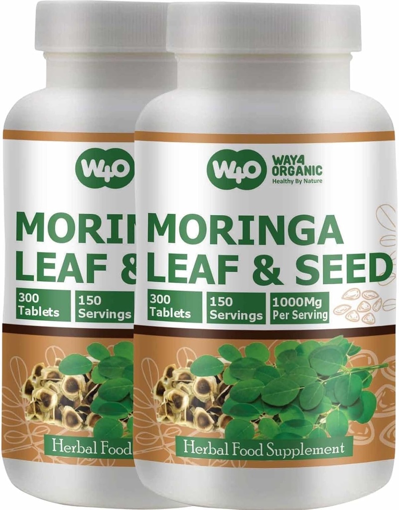 Moringa Oleifera Leaf and Seed Powder (80:20) Ratio 300 Pills (Tablets), 150 Servings, 1000 mg. Μη επιχρισμένο συμπλήρωμα βοτάνων Malunggay, Χωρίς Χημικά Επιχρίσματα, Green Superfood. Συσκευασία των 2.