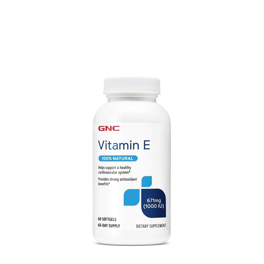 GNC Βιταμίνη Ε 100% Φυσικό 1000IU - 60 Softgels, 60 εξυπηρετούν
