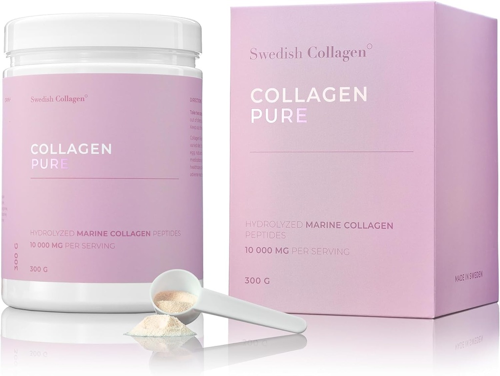 Swedish Collagen - Hydrolyzed Marine Collagen 10.000 mg συμπλήρωμα σκόνης - Συσκευασία των 300 g, 30 Ημέρα προσφοράς 
