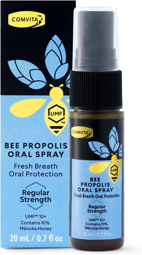 Comvita Bee Propolis Throat Spray - Φυσική Ανοσολογική Υποστήριξη, Καταπραϋντικό άρωμα μέντας με UMF Νέας Ζηλανδίας 10+ Μανούκα Μέλι, Αντιοξειδωτικό, Συμπλήρωμα διατροφής - 0.7 fl oz