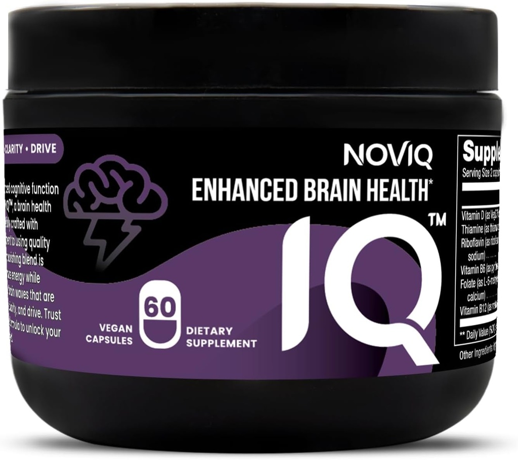 IQ - 11-in-1 Nootropic Brain Συμπληρωματικό: Υποστηρίζει τη μνήμη & τη γνώση - Bioactive B-Complex w/ 5-MTHF, L-Θεανίνη, L-Τυροσίνη, Bakopa, Ginkgo, Huperzine - Vegan, Non-GMO, Caffeine Free - 60 Count