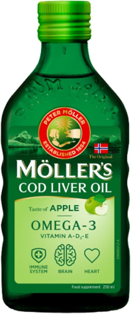 Moller's Fish Oil Norwegian Natural Flavour - Συμπλήρωμα διατροφής, 8.45 fl oz (Λεμονάδα, μήλο, φρούτα, φυσικές γεύσεις) (250 ml, μη αρωματισμένο (Φυσικό))