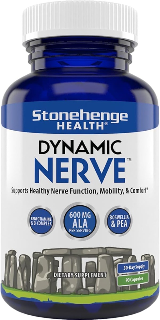 Stonehenge Health Dynamic Nerve Supplement - Υποστηρίζει νευρική λειτουργία στα δάχτυλα, τα δάχτυλα των ποδιών, τα χέρια, και τα πόδια με άλφα Lipoic Acid ALA, Benfotiamine, Pea, Robust B Complex, Boswellia