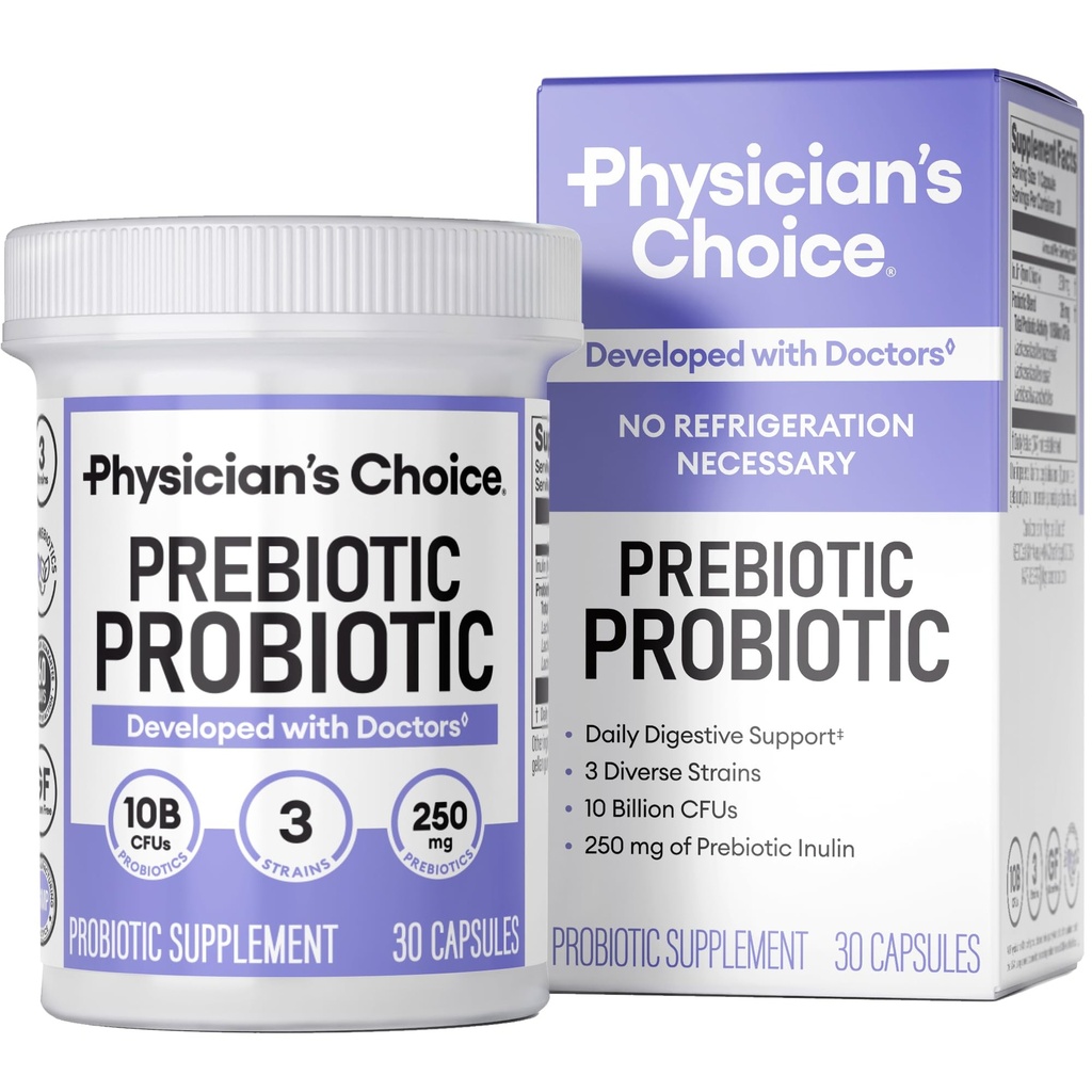 Physician's CHOICE Prebiotic-Probiotic - Multi-Strain Probiotics & Synergistic Prebiotics -Designed for Digestive Health, Supporting Gut Microbiome - Powerful PrePro for Gut Health - for Women & Men