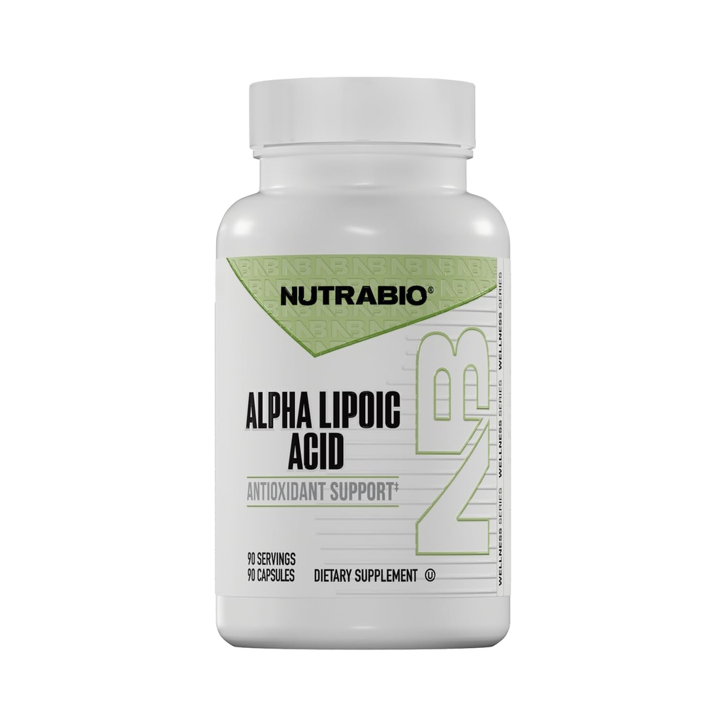 NutraBio Alpha Lipoic Acid (ALA) Supplement, 300mg, 90 Capsules | Supports Antioxidant Health, May Boost Energy Production, Wellness Support, Vegetable Capsules