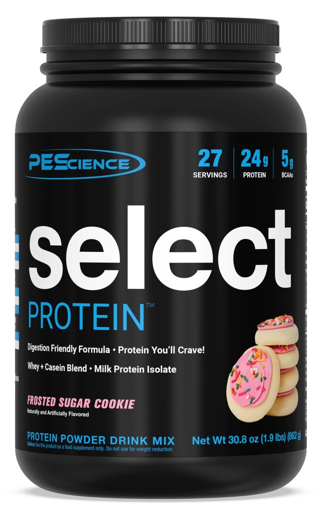 PEScience Select Protein Powder, Whey and Casein Blend, Clean Protein Powder for Women and Men, Low Calorie, Low Carb, Keto Friendly, Gluten Free - Frosted Sugar Cookie - 27 Σερβιέτες