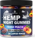 Hamp Gummies Night Time, High Potency Nap Gummies, Peace and Relaxation, Peach Ring Gummy Bear Edibles, Good Mood, Calm Bedtime-Gomitas para Dormir, Natural Hemp Oil-Made in USA