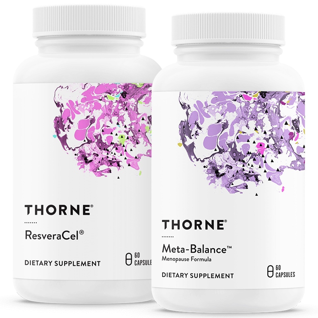 THORNE - Υγιής γήρανση & εμμηνόπαυση Bundle υποστήριξης - ResveraCel & Meta-Balance - 30 έως 60 εξυπηρετήσεις