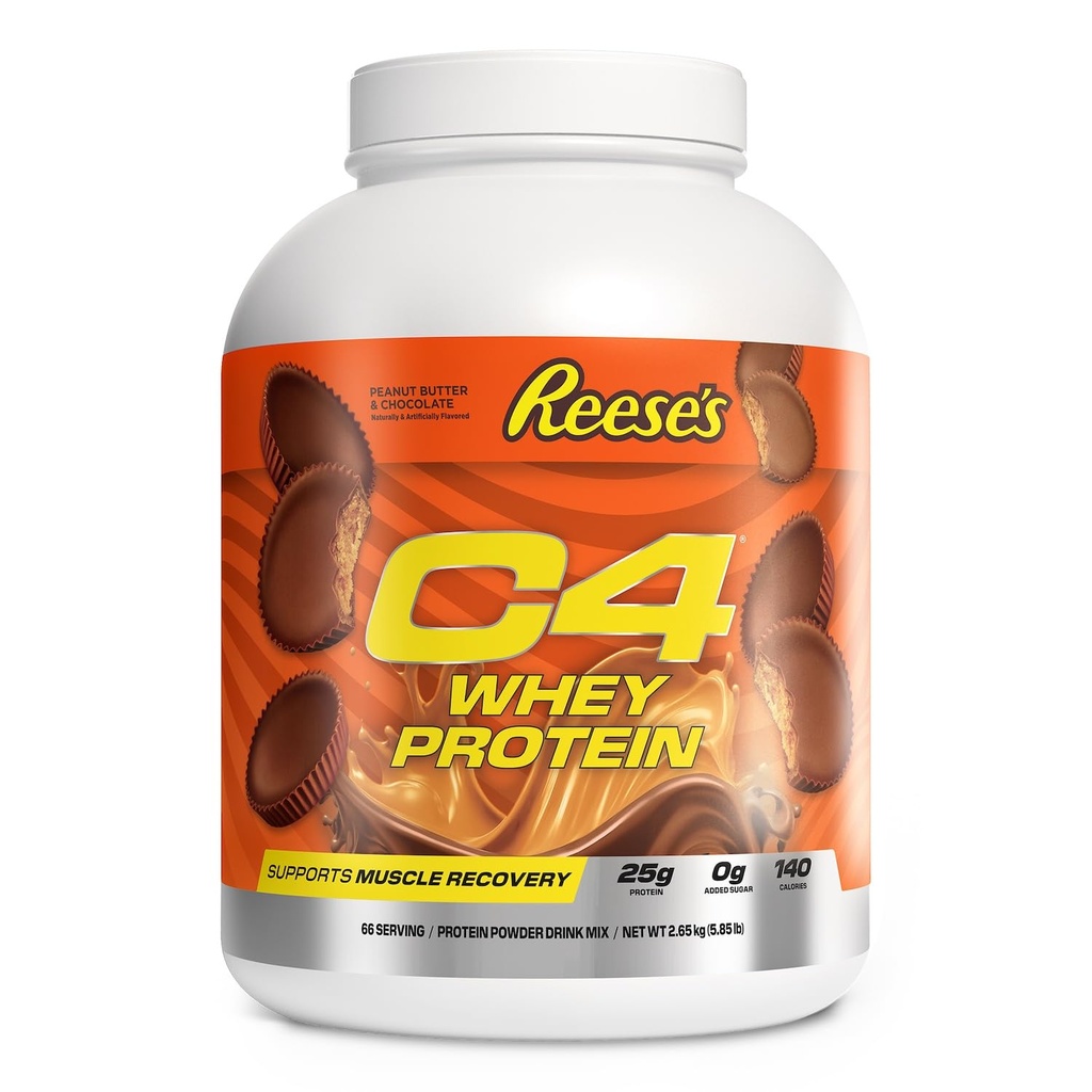 Cellucor C4 Whey Protein Powder, Reese’S Φυστικοβούτυρο & Σοκολάτα - 25g Πρωτεΐνη, 0g Προστέθηκε Ζάχαρη, 140 θερμίδες ανά υπηρεσία, Υποστηρίζει την αποκατάσταση των μυών, 66 εξυπηρετούν, Premium Ορός γάλακτος για μετά την προπόνηση