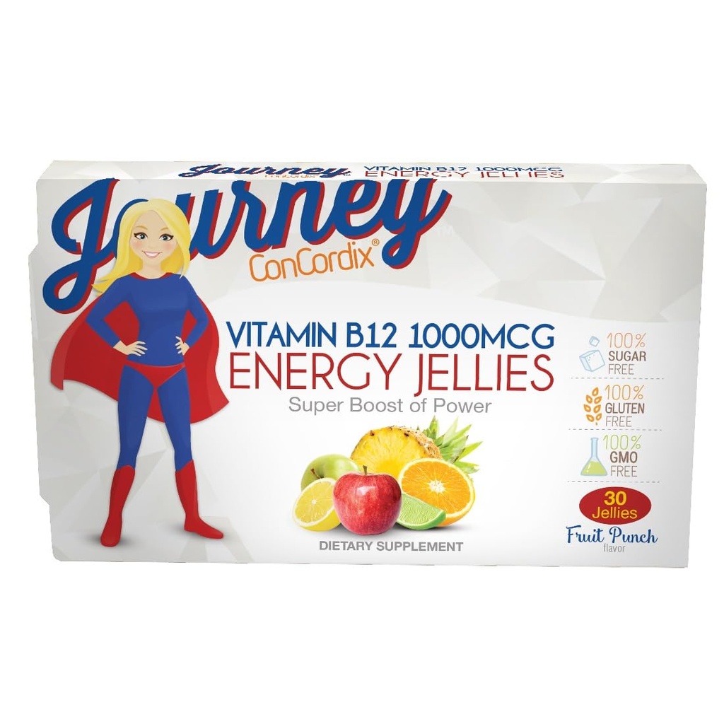 Bariatric Eating Journey 1,000 mcg Vitamin B12 Sugar-Free Energy Jellies Fruit Punch (30 Count)