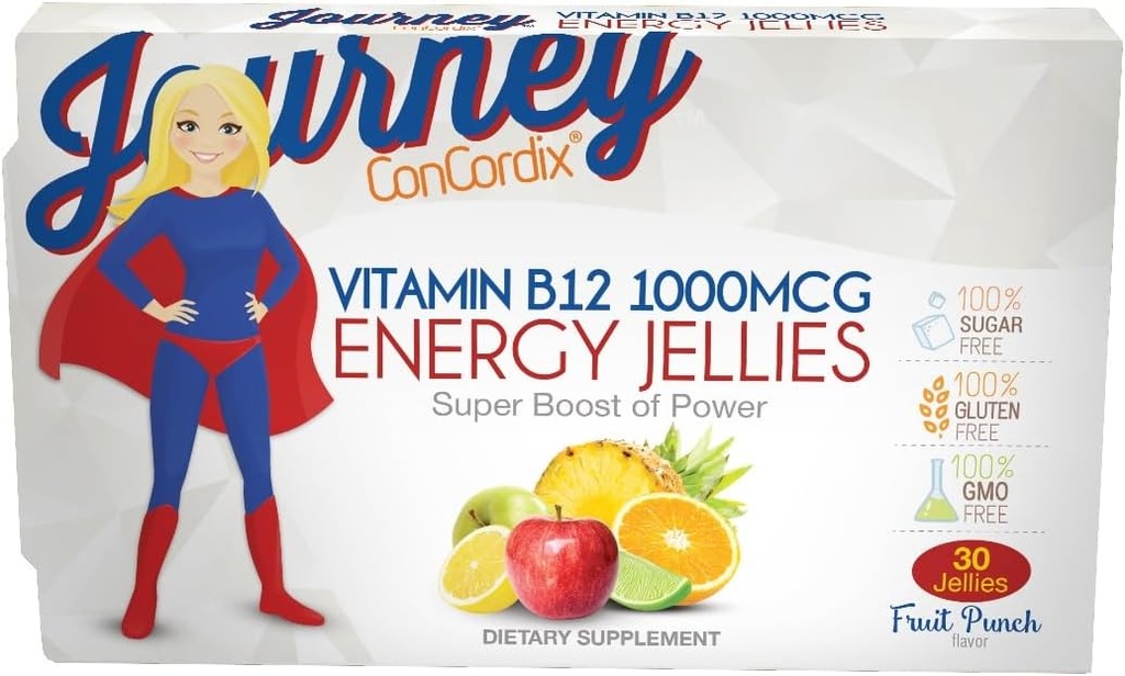 Bariatric Eating Journey 1,000 mcg Vitamin B12 Sugar-Free Energy Jellies Fruit Punch (30 Count)