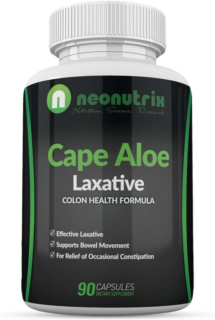 Cape Aloe Natural Laxatives for Constipation Relief- Promotes Healthy Bowel Movement- Συμπλήρωμα για Άνδρες & Γυναίκες - Herbal Detox - 90 Κάψουλες - Made in The USA by Neonutrix