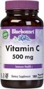Bluebonnet Διατροφή Βιταμίνη C 500 mg Καψάκια λαχανικών, Ασκορβικό οξύ, για την Ανοσολογική Υγεία & Υγεία του Δέρματος, Vegan, Χορτοφαγικά, Μη ΓΤΟ, Χωρίς γλουτένη, Χωρίς σόγια, Χωρίς γάλα, Kosher, 180 Καψάκια λαχανικών