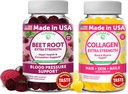 Lunakai Beet Root and Collagen Gummies Bundle 200mg Hydrolyzed Collagen Gummies for Women and Men with Biotin, Zinc, Vitamin C and E - Non-GMO Anti Aging