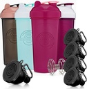 GOMOYO Fitness Bundle - 4-πακέτο μπουκάλια shaker με Agitor + 5-πακέτο χωνιά πρωτεΐνης με Carabiner, BPA-Free & Πλυντήριο πιάτων ασφαλή