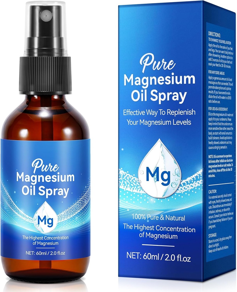 Pure Magnesium Oil Spray, Magnesium Spray for Body, Feet Magnesiums Sprays Oil for Relaxing Rejuvenating Muscles
