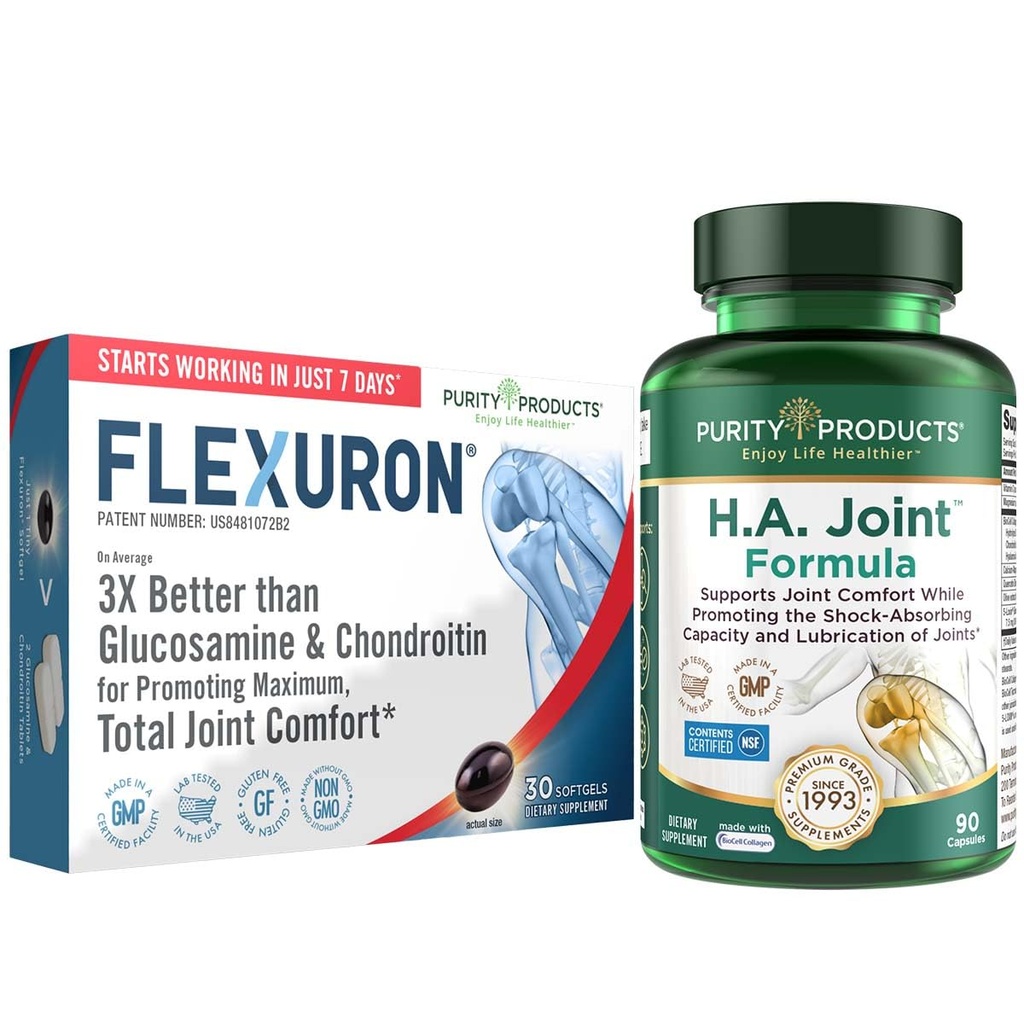 Προϊόντα καθαρότητας Flexuron Joint Formula + H.A. Joint Flexuron (Krill Oil, Χαμηλό Μοριακό Βάρος Υαλουρονικό οξύ, Ασταξανθίνη) - HA Joint (BioCell Collagen, Boswellia Serrata, Quercetin, H.A. + More)
