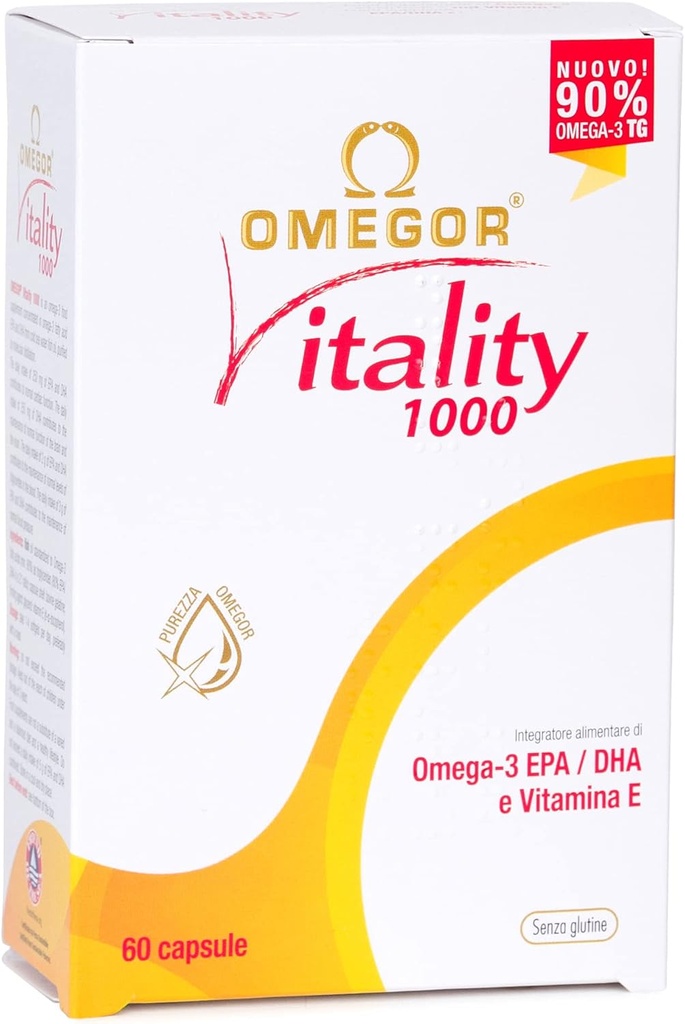 OMEGOR Omega 3 συμπλήρωμα ιχθυελαίου IFOS Certified Vitality 1000 με 800mg EPA και DHA ανά κάψουλα - Χωρίς ψαρική επίγευση, μη GMO (60 Softgels)