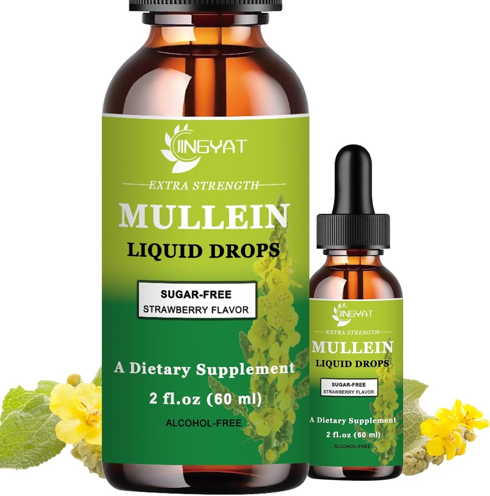 Extra Strength 2,000mg Mullein Drops for Lungs, Mullein Leaf Extract Supplement, Αλκοόλ Χωρίς, Υψηλή απορρόφηση, Ισχυρή και Φυσική Vegan Mullein Υγρές σταγόνες για τον πνεύμονα καθαρισμού, Ανοσοποιητική υποστήριξη