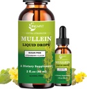 Extra Strength 2,000mg Mullein Drops for Lungs, Mullein Leaf Extract Supplement, Αλκοόλ Χωρίς, Υψηλή απορρόφηση, Ισχυρή και Φυσική Vegan Mullein Υγρές σταγόνες για τον πνεύμονα καθαρισμού, Ανοσοποιητική υποστήριξη