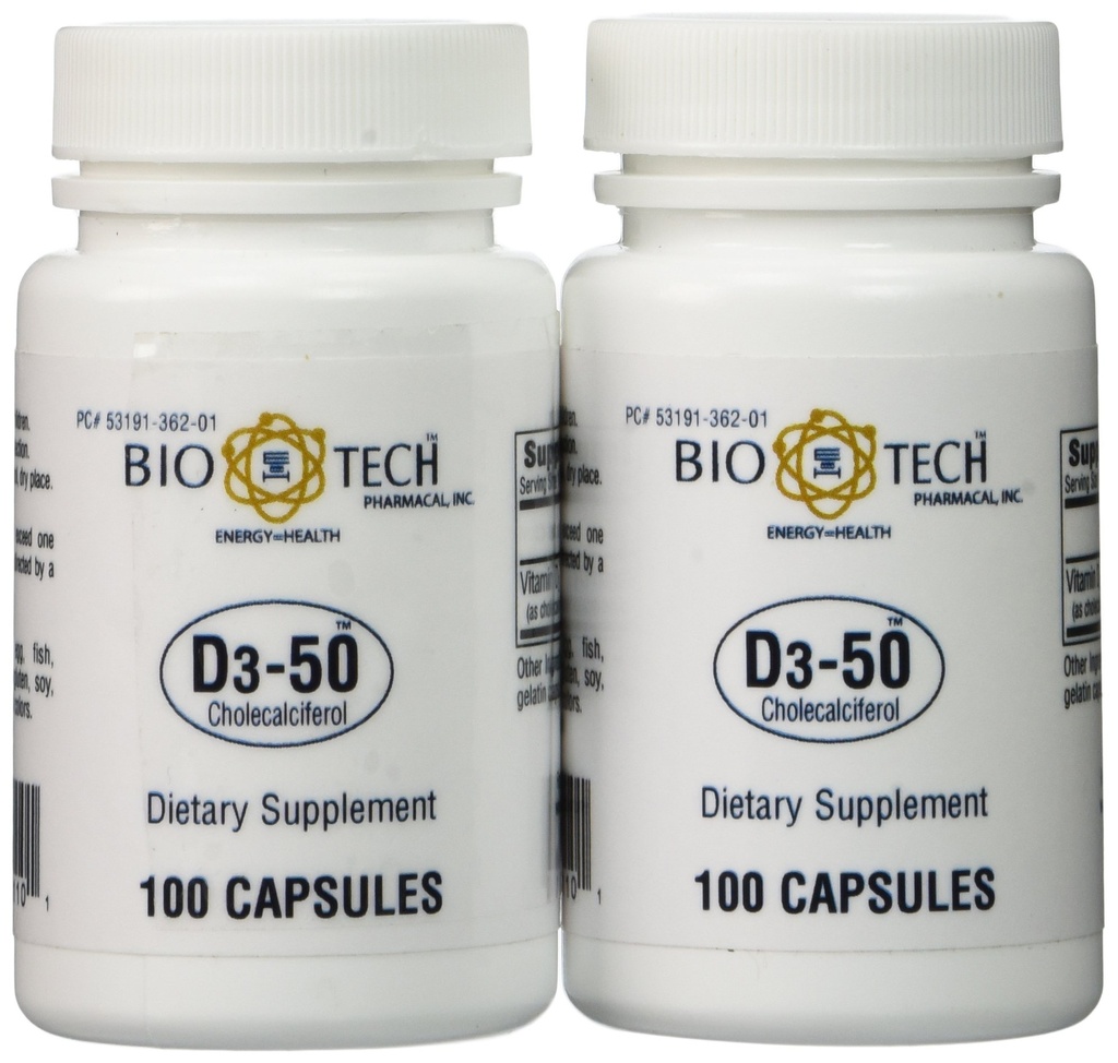Bio-Tech - D3-50 50.000 IU, 100 Count (Pack of 2)
