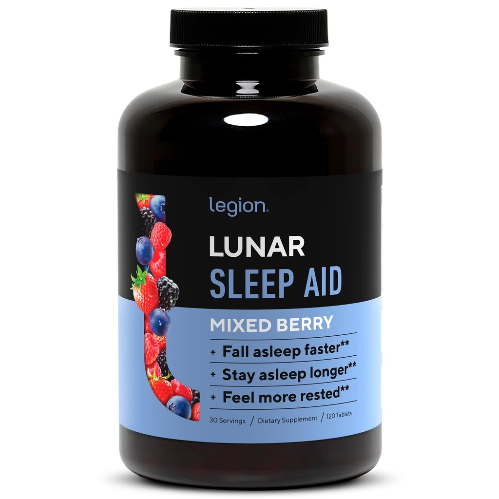 Legion Lunar Natural Sleep Aid Μασώμενα δισκία με μελατονίνη, L-Glycine, 30