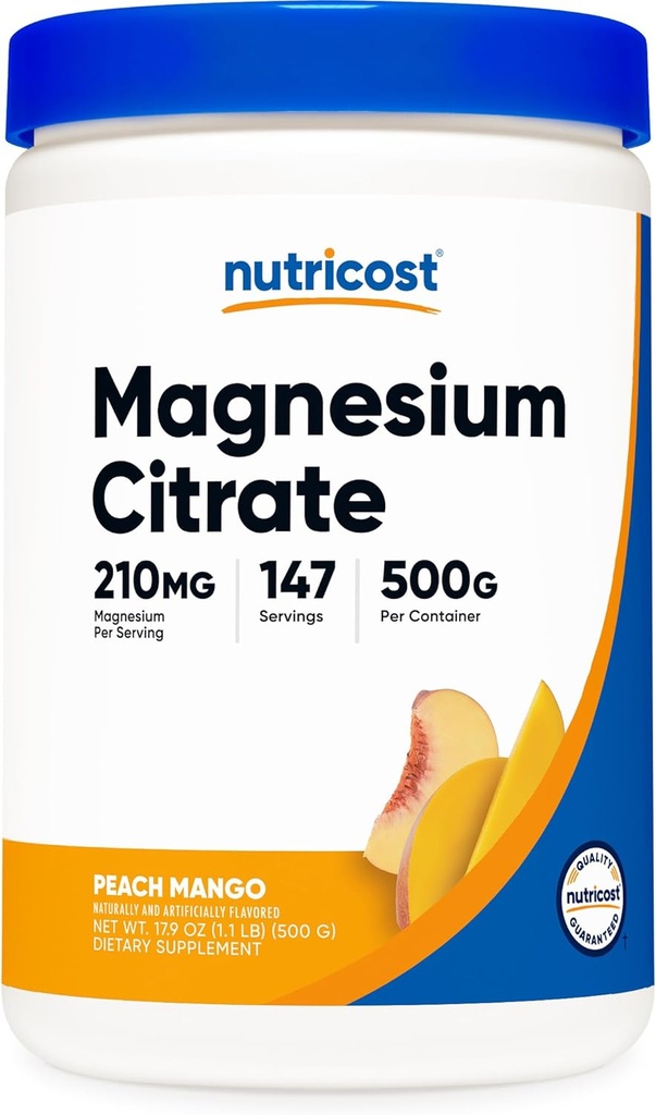 Nutricost Μαγνήσιο Κιτρικό Σκόνη (Peach Mango, 500 γραμμάρια)