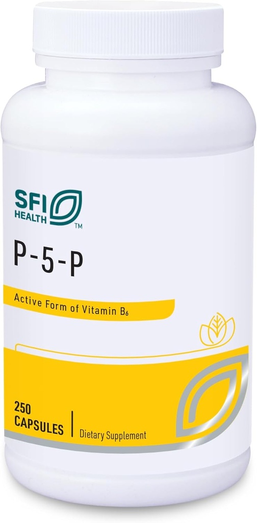 Klaire Labs SFI Health P-5-P - 30 Milligrams Βιοενεργής Βιταμίνης B6 Πυριδοξαλική-5-Φοσφάτη για τη Μεταβολική & Ηπατική Υποστήριξη, Hypoallergenic (250 Κάψουλες)