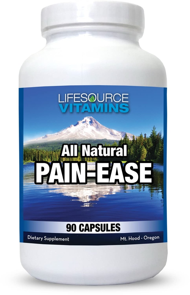LifeSource Vitamins All Natural Pain Ease – 20 Συνεργιστικά Βότανα και Ένζυμα που Φυσικά & Ασφαλή Υποστήριξη: Πονοκέφαλοι & Ημικρανίες - Γονατίσματα – Ωμοπλάτες – αρθρώσεις – Πόνος ποδιών – Ένταση