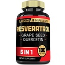 6in1 Trans Resveratrol συμπλήρωμα με σπόρους σταφυλιών, γαϊδουράγκαθο γάλακτος, και More - Resveratrol 1000mg - Υποστηρίζει για το ανοσοποιητικό σύστημα, την υγεία της καρδιάς, τη διαχείριση του σώματος - 180 κάψουλες