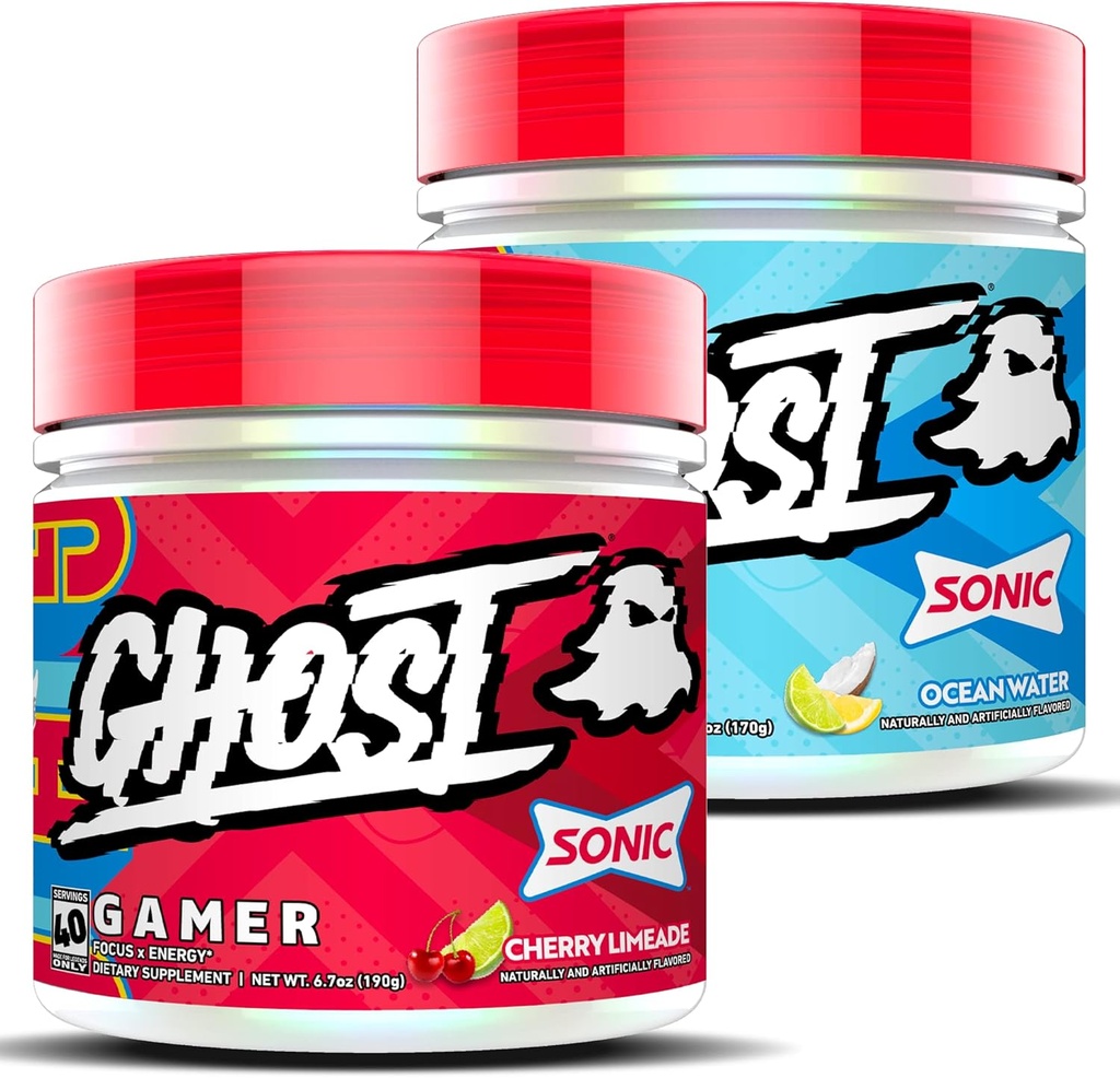 Ψυχαγωγικό πακέτο GHOST Gamer: Φόρμουλα υποστήριξης ενέργειας και εστίασης - Ocean Water and Cherry Limeade