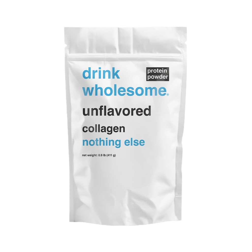 drink wholesome Unflavored Collagen Protein Powder for Sensitive Stomachs | For GERD, IBS, Lactose Intolerance | No Bloating, No Constipation, No Gas, No Reflux | Additive-Free, Dairy-Free, Gluten-Free