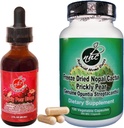 Prickly Pear Nopal Cactus Supplement Combo Pack - Freeze Αποξηραμένο εκχύλισμα φρούτων κάκτου - 120 κάψουλες λαχανικών & 2 ουγγιές Υγρές σταγόνες - Vegan, Πλούσιο σε Μπεταλέινς, & Bioδιαθέσιμο