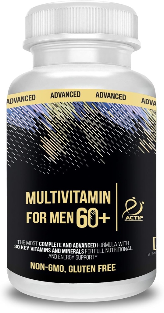 Actif Multivitamin for Men Ηλικία 60+ με 30 Βιολογικές Βιταμίνες και Βιολογικά Βότανα, Μη ΓΤΟ, Made in USA, 120 Count